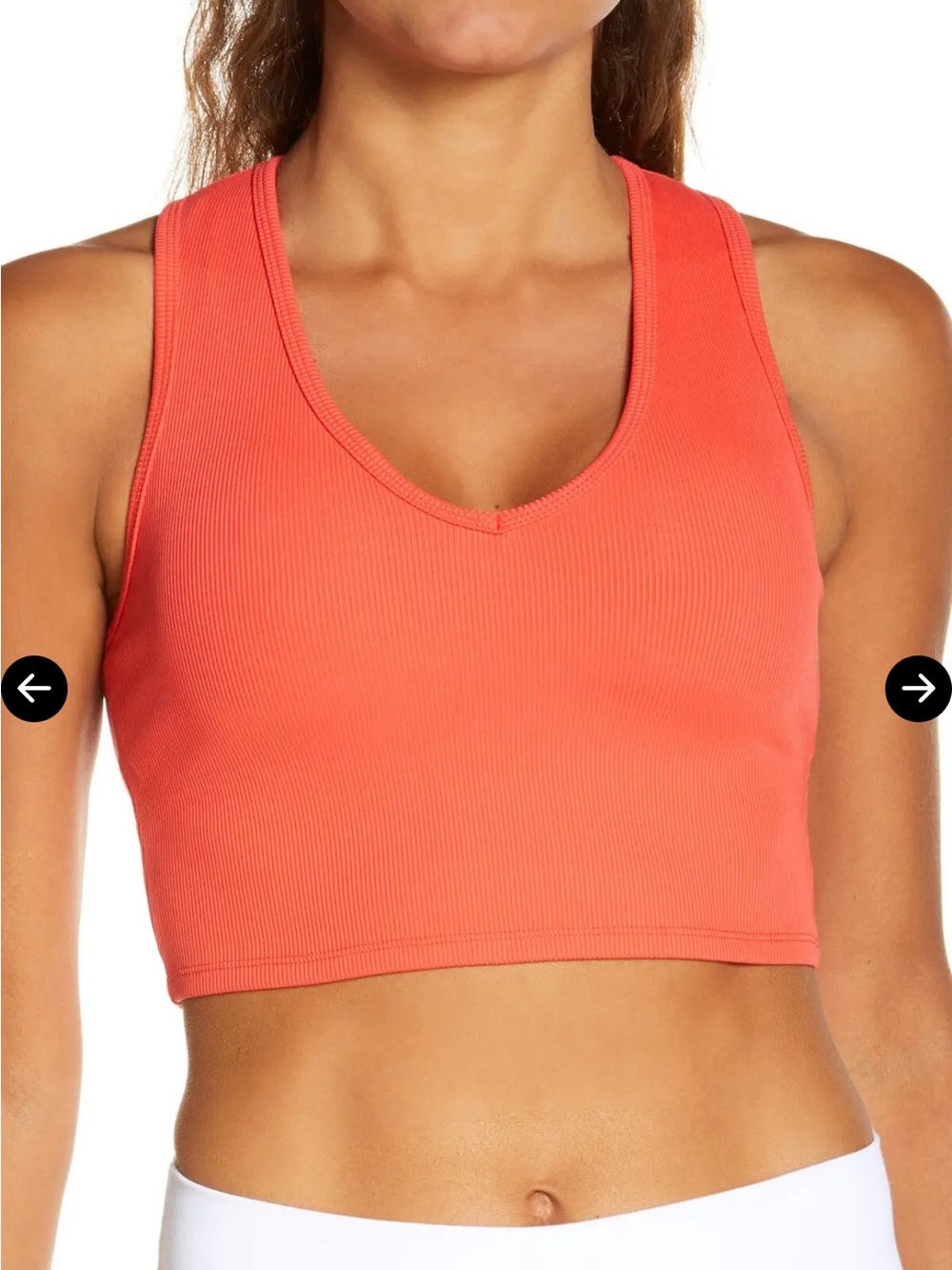 ALO Yoga Goddess Rib Crop Tank - Coral Red